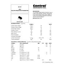 Datasheet BCV47 manufacturer Central