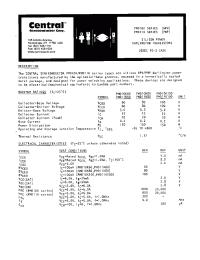 Datasheet PMD10K manufacturer Central