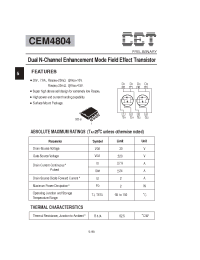 Datasheet CEM4804 manufacturer CET