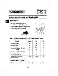 Datasheet CEM4954 manufacturer CET