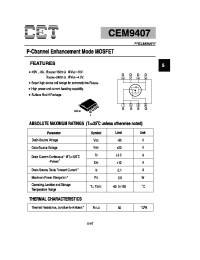 Datasheet CEM9407 manufacturer CET