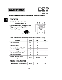 Datasheet CEM9410A manufacturer CET