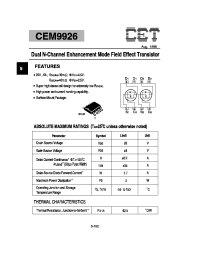Datasheet CEM9926 manufacturer CET