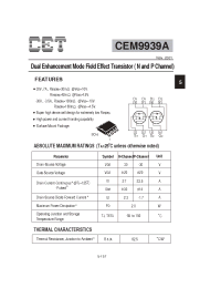 Datasheet CEM9939A manufacturer CET