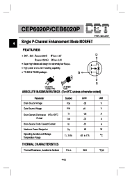 Datasheet CEP6020P manufacturer CET