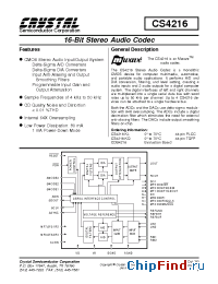 Datasheet CS4216-KL manufacturer Cirrus