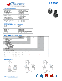 Datasheet LP2203F180LYAC012 manufacturer CIT