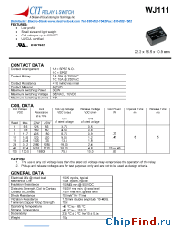 Datasheet WJ1111A100VDC.20 manufacturer CIT