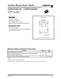 Datasheet CZRV5252B manufacturer Comchip