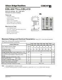 Datasheet KBL401 manufacturer Comchip