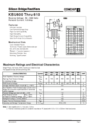 Datasheet KBU602 manufacturer Comchip