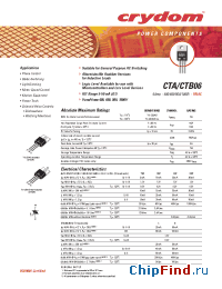 Datasheet CTA06-1000BW manufacturer Crydom