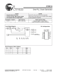 Datasheet CY26114 manufacturer Cypress