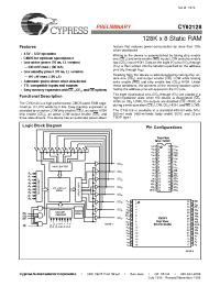 Datasheet CY62128LL-70SC manufacturer Cypress