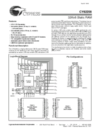 Datasheet CY62256LL-55C manufacturer Cypress