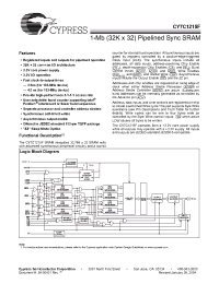 Datasheet CY7C1215F-133AC manufacturer Cypress
