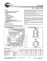 Datasheet CY7C128A-25VCT manufacturer Cypress