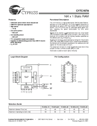 Datasheet CY7C167A-15PC manufacturer Cypress