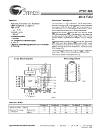Datasheet CY7C168A-15 manufacturer Cypress