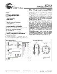 Datasheet CY7C291AL-50PC manufacturer Cypress