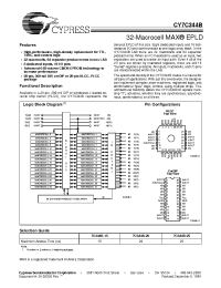 Datasheet CY7C344B-15JI manufacturer Cypress