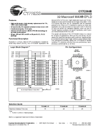 Datasheet CY7C344B-15PC manufacturer Cypress