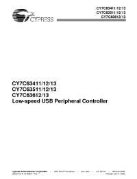 Datasheet CY7C63512 manufacturer Cypress