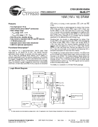 Datasheet CY81U016X16A9A-70BVI производства Cypress