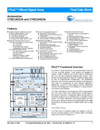 Datasheet CY8C24223AE manufacturer Cypress