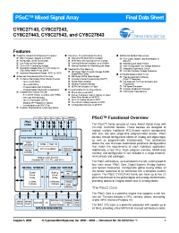 Datasheet CY8C27243-24PVIT manufacturer Cypress