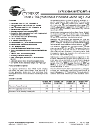 Datasheet GVT71256T18 manufacturer Cypress