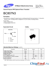 Datasheet BC807N3 manufacturer Cystech