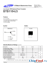 Datasheet BTB1184J3 manufacturer Cystech