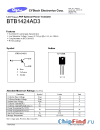Datasheet BTB1424AD3 manufacturer Cystech