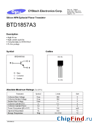 Datasheet BTD1857A3 manufacturer Cystech
