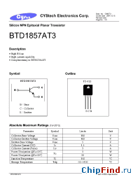 Datasheet BTD1857AT3 manufacturer Cystech