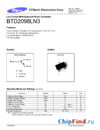 Datasheet BTD2098LN3 manufacturer Cystech