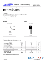 Datasheet BTD2150AD3 manufacturer Cystech