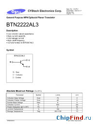 Datasheet BTN2222AL3 manufacturer Cystech