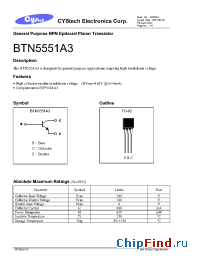 Datasheet BTN5551A3 manufacturer Cystech