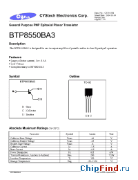 Datasheet BTP8550BA3 manufacturer Cystech