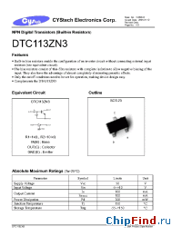 Datasheet DTA113ZN3 manufacturer Cystech