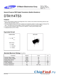 Datasheet DTA114TS3 manufacturer Cystech