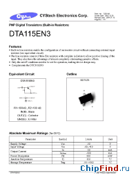 Datasheet DTA115EN3 manufacturer Cystech