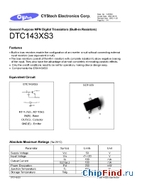 Datasheet DTA143XS3 manufacturer Cystech