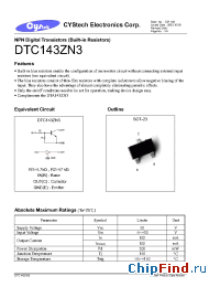 Datasheet DTA143ZN3 manufacturer Cystech