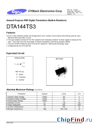 Datasheet DTA144TS3 manufacturer Cystech