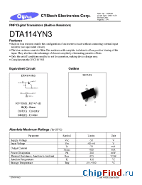 Datasheet DTC114YN3 manufacturer Cystech