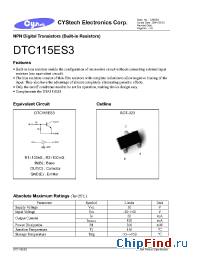Datasheet DTC115ES3 manufacturer Cystech
