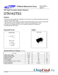 Datasheet DTC143TS3 manufacturer Cystech